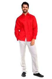 Men's Plus Size Classic Four-Pocket Long Sleeve Guayabera Shirt 3X-8X