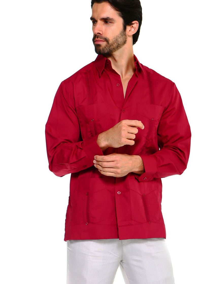 Classic Cotton Blend Guayabera Shirt Long Sleeve