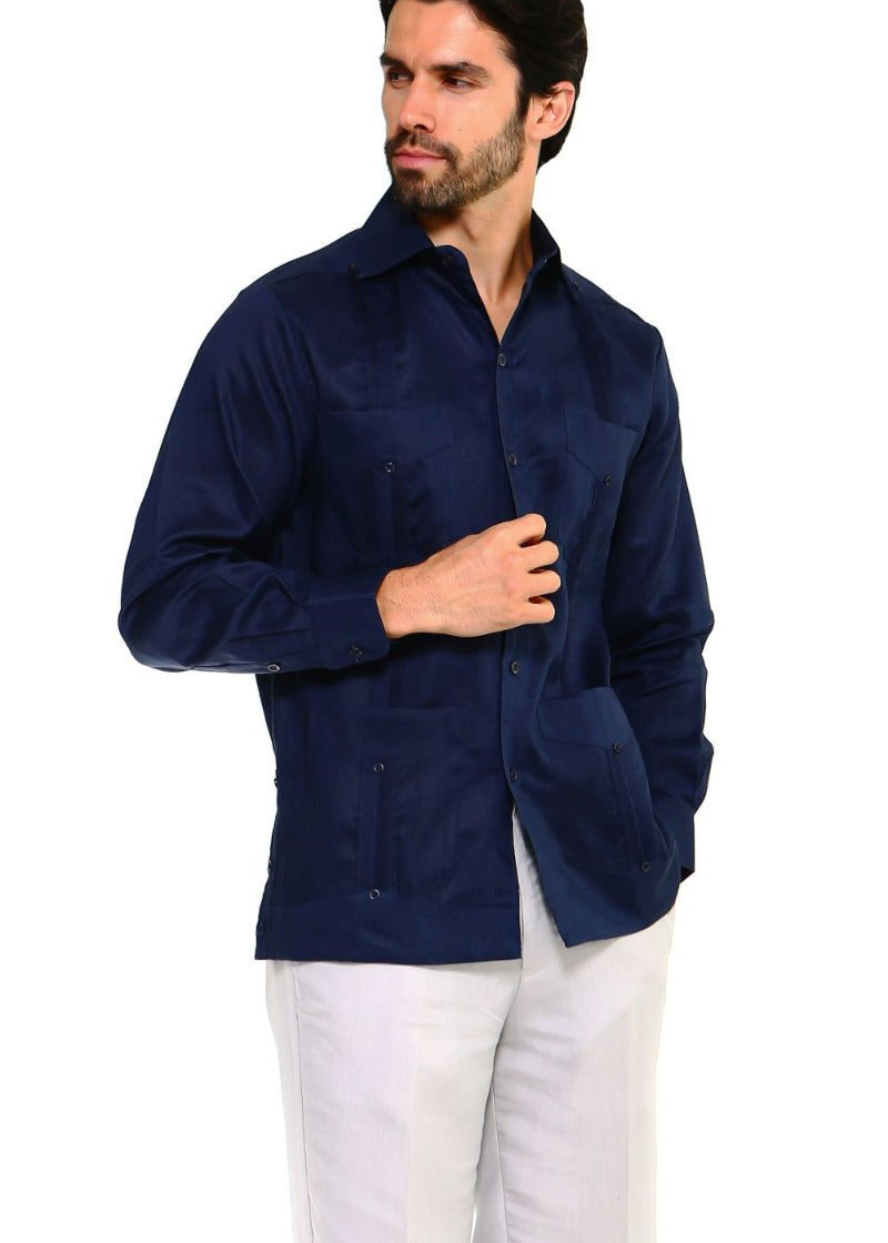 Mojito Collection Guayabera Shirt Classic Poly Cotton Blend Long Sleeve - Mojito Collection - Guayabera, Long Sleeve Shirt, Mens Shirt, Mojito Guayabera Shirt