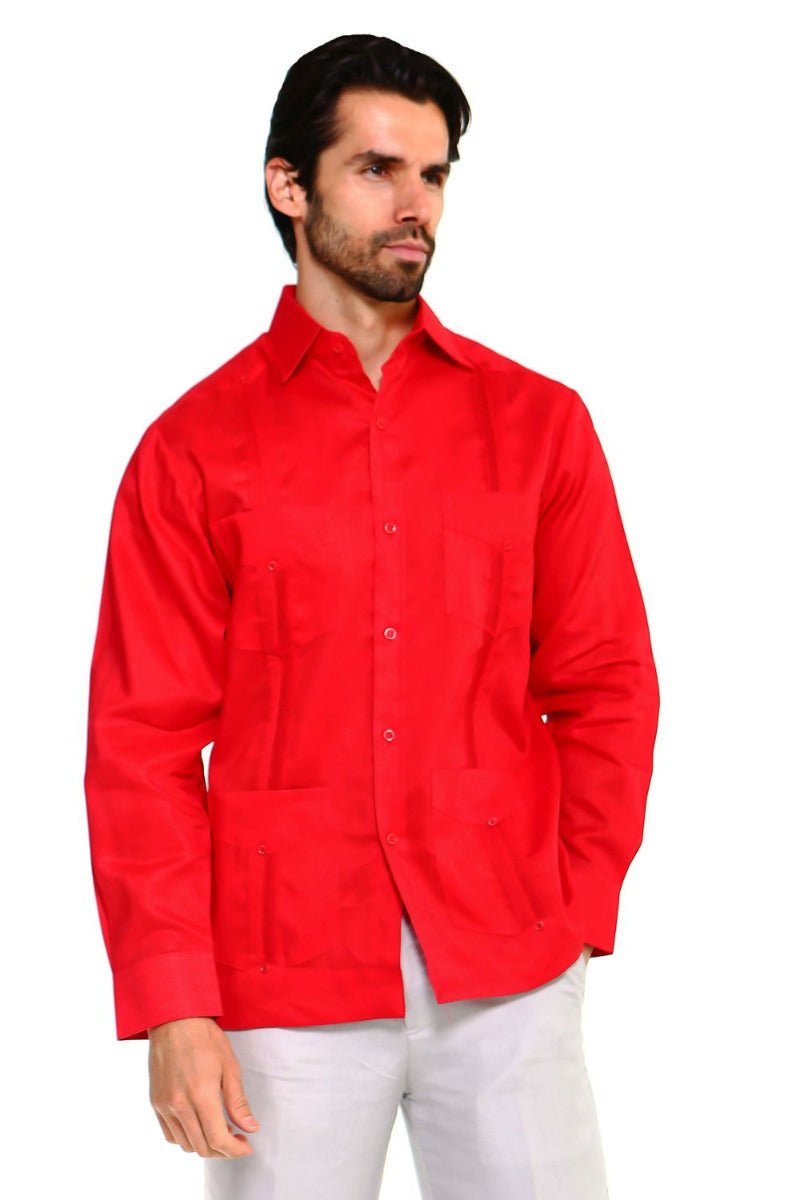 Classic Cotton Blend Guayabera Shirt Long Sleeve