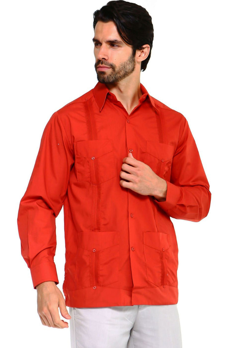Classic Cotton Blend Guayabera Shirt Long Sleeve