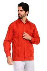 Guayabera clásica de mezcla de algodón de manga larga