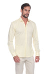 Men's Linen Blend Long Sleeve Shirt with Contrast Print Trim - Mojito Collection - Beachwear, Long Sleeve Shirt, Mens Shirt, Mojito Linen Shirt, Resortwear