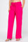 Front view of model in hot pink Ladies Smocked Waist Drawstring Palazzo Pants, with a smocked waist and pockets.