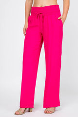 Pantalón Palazzo con cordón y cintura fruncida para mujer, ropa informal de resort