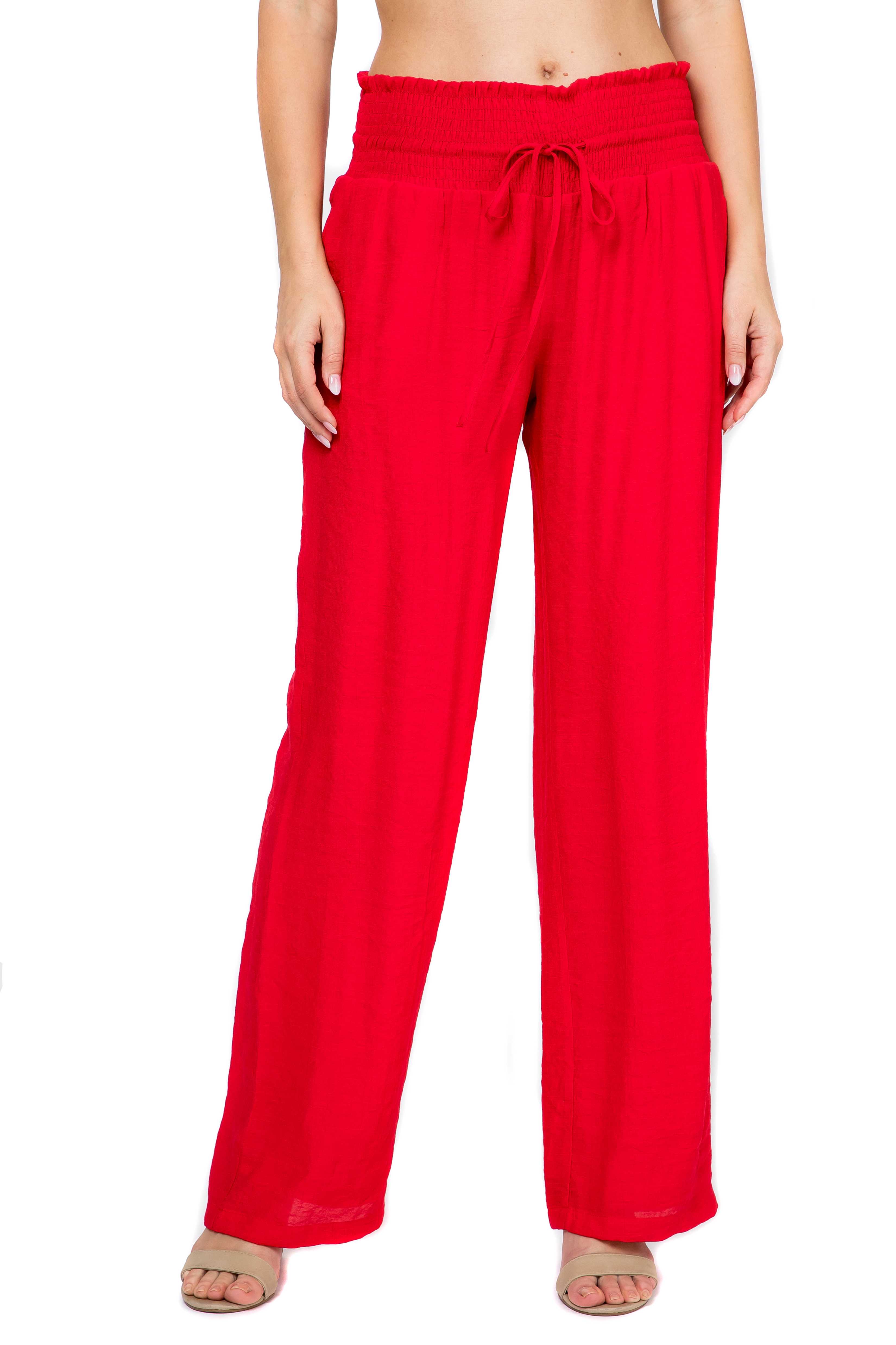 Women's Casual Resort Wear Smocked Waist Drawstring Palazzo