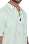 Men's Beach Resort Wear Linen Shirt Short Sleeve Lace Up Collar - Mojito Collection - Beachwear, Mens Shirt, Mojito Linen Shirt, Resort Wear, Short Sleeve Shirt