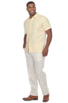 Casual Linen Blend Stitched Embroidery Shirt Short Sleeve - Mojito Collection - Beachwear, Mens Shirt, Mojito Linen Shirt, Resort Wear, Short Sleeve Linen Shirt, Short Sleeve Shirt