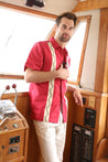Casual Linen Blend Stitched Embroidery Button Down Short Sleeve Shirt - Mojito Collection - Beachwear, Mens Shirt, Mojito Linen Shirt, Resort Wear, Short Sleeve Linen Shirt, Short Sleeve Shir