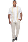 Casual Linen Blend Stitched Embroidery Button Down Short Sleeve Shirt - Mojito Collection - Beachwear, Mens Shirt, Mojito Linen Shirt, Resort Wear, Short Sleeve Linen Shirt, Short Sleeve Shir