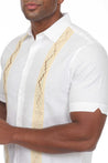 Casual Linen Blend Stitched Embroidery Button Down Short Sleeve Shirt - Mojito Collection - Beachwear, Mens Shirt, Mojito Linen Shirt, Resort Wear, Short Sleeve Linen Shirt, Short Sleeve Shir