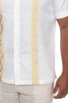 Casual Linen Blend Stitched Embroidery Button Down Short Sleeve Shirt - Mojito Collection - Beachwear, Mens Shirt, Mojito Linen Shirt, Resort Wear, Short Sleeve Linen Shirt, Short Sleeve Shir