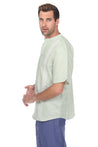 Casual Linen Blend Mandarin Collar Stitched Embroidery Short Sleeve Shirt - Mojito Collection - Beachwear, Mens Shirt, Mojito Linen Shirt, Resort Wear, Short Sleeve Linen Shirt, Short Sleeve 