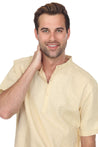 Casual Linen Blend Mandarin Collar Stitched Embroidery Henley Short Sleeve Shirt - Mojito Collection - Beachwear, Mens Shirt, Mojito Linen Shirt, Resort Wear, Short Sleeve Linen Shirt, Short 