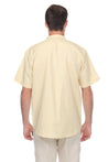Casual Linen Blend Mandarin Collar Stitched Embroidery Henley Short Sleeve Shirt - Mojito Collection - Beachwear, Mens Shirt, Mojito Linen Shirt, Resort Wear, Short Sleeve Linen Shirt, Short 