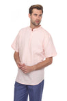 Casual Linen Blend Mandarin Collar Stitched Embroidery Henley Short Sleeve Shirt - Mojito Collection - Beachwear, Mens Shirt, Mojito Linen Shirt, Resort Wear, Short Sleeve Linen Shirt, Short 