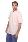 Casual Linen Blend Mandarin Collar Stitched Embroidery Henley Short Sleeve Shirt - Mojito Collection - Beachwear, Mens Shirt, Mojito Linen Shirt, Resort Wear, Short Sleeve Linen Shirt, Short 
