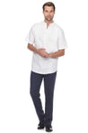 Casual Linen Blend Mandarin Collar Stitched Embroidery Henley Short Sleeve Shirt - Mojito Collection - Beachwear, Mens Shirt, Mojito Linen Shirt, Resort Wear, Short Sleeve Linen Shirt, Short 