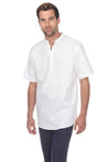 Casual Linen Blend Mandarin Collar Stitched Embroidery Henley Short Sleeve Shirt - Mojito Collection - Beachwear, Mens Shirt, Mojito Linen Shirt, Resort Wear, Short Sleeve Linen Shirt, Short 