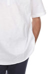 Casual Linen Blend Mandarin Collar Stitched Embroidery Henley Short Sleeve Shirt - Mojito Collection - Beachwear, Mens Shirt, Mojito Linen Shirt, Resort Wear, Short Sleeve Linen Shirt, Short 