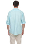 Casual Linen Blend Mandarin Collar Stitched Embroidery Henley Long Sleeve Shirt - Mojito Collection - Beachwear, Mens Shirt, Mojito Linen Shirt, Resort Wear, Short Sleeve Linen Shirt, Short S