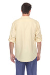 Casual Linen Blend Mandarin Collar Stitched Embroidery Henley Long Sleeve Shirt - Mojito Collection - Beachwear, Mens Shirt, Mojito Linen Shirt, Resort Wear, Short Sleeve Linen Shirt, Short S