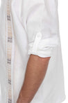Casual Linen Blend Mandarin Collar Stitched Embroidery Henley Long Sleeve Shirt - Mojito Collection - Beachwear, Mens Shirt, Mojito Linen Shirt, Resort Wear, Short Sleeve Linen Shirt, Short S
