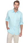 Casual Linen Blend Stitched Embroidery Button Down Long Sleeve Shirt - Mojito Collection - Beachwear, Mens Shirt, Mojito Linen Shirt, Resort Wear, Short Sleeve Linen Shirt, Short Sleeve Shirt