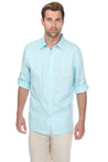 Casual Linen Blend Stitched Embroidery Button Down Long Sleeve Shirt - Mojito Collection - Beachwear, Mens Shirt, Mojito Linen Shirt, Resort Wear, Short Sleeve Linen Shirt, Short Sleeve Shirt