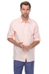 Casual Linen Blend Stitched Embroidery Button Down Long Sleeve Shirt - Mojito Collection - Beachwear, Mens Shirt, Mojito Linen Shirt, Resort Wear, Short Sleeve Linen Shirt, Short Sleeve Shirt