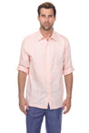 Casual Linen Blend Stitched Embroidery Button Down Long Sleeve Shirt - Mojito Collection - Beachwear, Mens Shirt, Mojito Linen Shirt, Resort Wear, Short Sleeve Linen Shirt, Short Sleeve Shirt