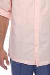 Casual Linen Blend Stitched Embroidery Button Down Long Sleeve Shirt - Mojito Collection - Beachwear, Mens Shirt, Mojito Linen Shirt, Resort Wear, Short Sleeve Linen Shirt, Short Sleeve Shirt