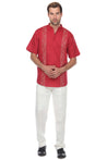 Casual Linen Blend Stitched Embroidery Mandarin Collar Henley Short Sleeve Shirt - Mojito Collection - Beachwear, Mens Shirt, Mojito Linen Shirt, Resort Wear, Short Sleeve Linen Shirt, Short 