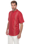 Casual Linen Blend Stitched Embroidery Mandarin Collar Henley Short Sleeve Shirt - Mojito Collection - Beachwear, Mens Shirt, Mojito Linen Shirt, Resort Wear, Short Sleeve Linen Shirt, Short 