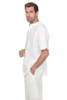 Casual Linen Blend Stitched Embroidery Mandarin Collar Henley Short Sleeve Shirt - Mojito Collection - Beachwear, Mens Shirt, Mojito Linen Shirt, Resort Wear, Short Sleeve Linen Shirt, Short 
