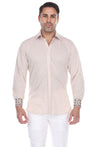 Men's Linen Blend Long Sleeve Shirt with Contrast Print Trim - Mojito Collection - Beachwear, Long Sleeve Shirt, Mens Shirt, Mojito Linen Shirt, Resortwear