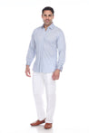 Men's Linen Blend Long Sleeve Shirt with Contrast Print Trim - Mojito Collection - Beachwear, Long Sleeve Shirt, Mens Shirt, Mojito Linen Shirt, Resortwear