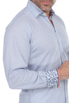 Men's Linen Blend Long Sleeve Shirt with Contrast Print Trim - Mojito Collection - Beachwear, Long Sleeve Shirt, Mens Shirt, Mojito Linen Shirt, Resortwear