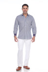 Men's Linen Blend Long Sleeve Shirt with Contrast Print Trim - Mojito Collection - Beachwear, Long Sleeve Shirt, Mens Shirt, Mojito Linen Shirt, Resortwear