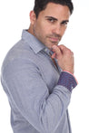 Men's Linen Blend Long Sleeve Shirt with Contrast Print Trim - Mojito Collection - Beachwear, Long Sleeve Shirt, Mens Shirt, Mojito Linen Shirt, Resortwear