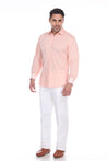 Men's Linen Blend Long Sleeve Shirt with Contrast Print Trim - Mojito Collection - Beachwear, Long Sleeve Shirt, Mens Shirt, Mojito Linen Shirt, Resortwear