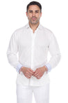Men's Linen Blend Long Sleeve Shirt with Contrast Print Trim - Mojito Collection - Beachwear, Long Sleeve Shirt, Mens Shirt, Mojito Linen Shirt, Resortwear