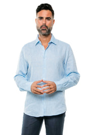 Casual Yarn Dyed Linen Shirt Long Sleeve Button Down - Mojito Collection - Beachwear, Long Sleeve Linen Shirt, Long Sleeve Shirt, Mens Shirt, Mojito Linen Shirt, Resort Wear
