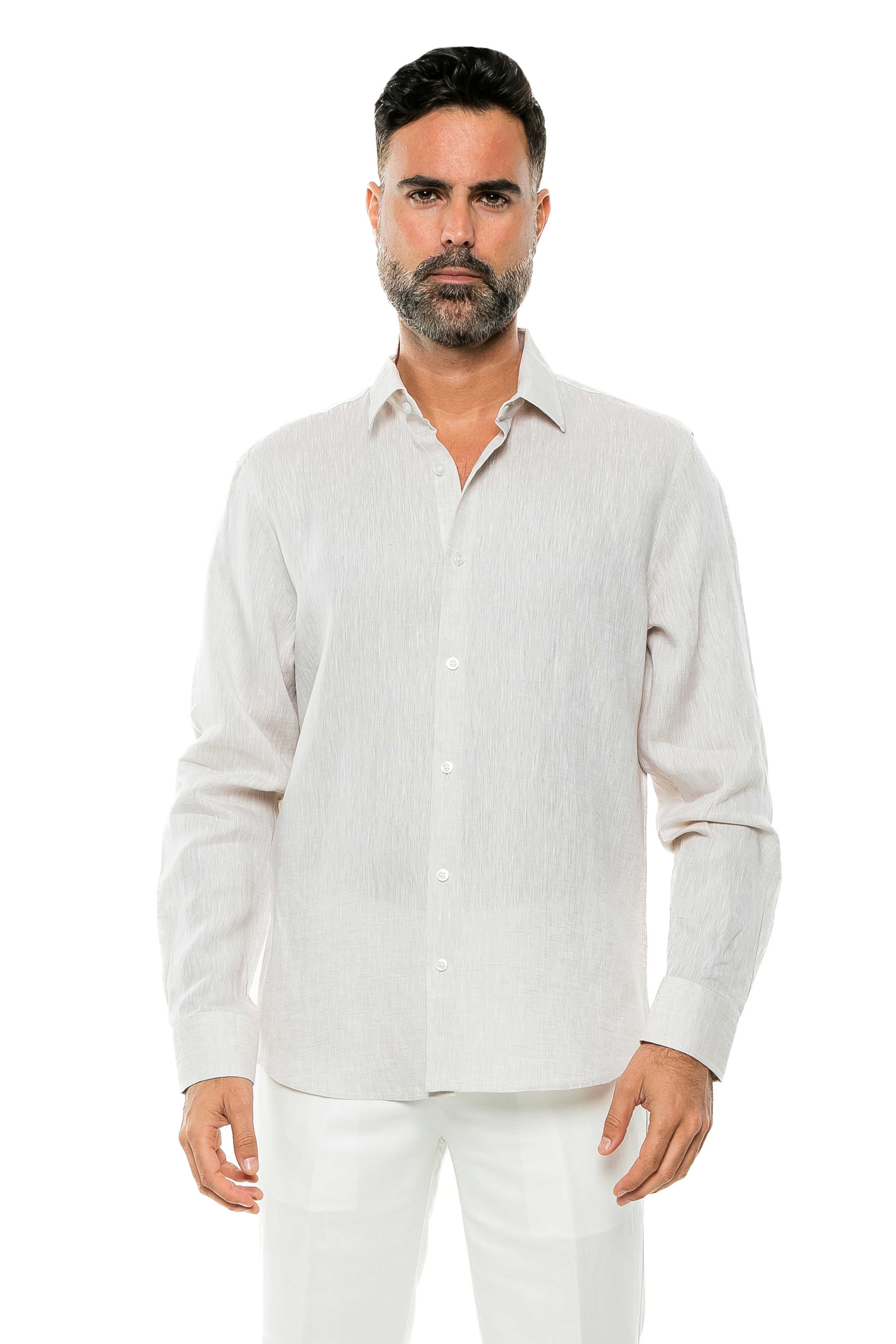 Casual Yarn Dyed Linen Shirt Long Sleeve Button Down - Mojito Collection - Beachwear, Long Sleeve Linen Shirt, Long Sleeve Shirt, Mens Shirt, Mojito Linen Shirt, Resort Wear