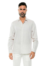 Casual Yarn Dyed Linen Shirt Long Sleeve Button Down - Mojito Collection - Beachwear, Long Sleeve Linen Shirt, Long Sleeve Shirt, Mens Shirt, Mojito Linen Shirt, Resort Wear