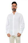 Casual Yarn Dyed Linen Mandarin Collar Long Sleeve Button Down Shirt - Mojito Collection - Beachwear, Long Sleeve Linen Shirt, Long Sleeve Shirt, Mens Shirt, Mojito Linen Shirt, Resort Wear