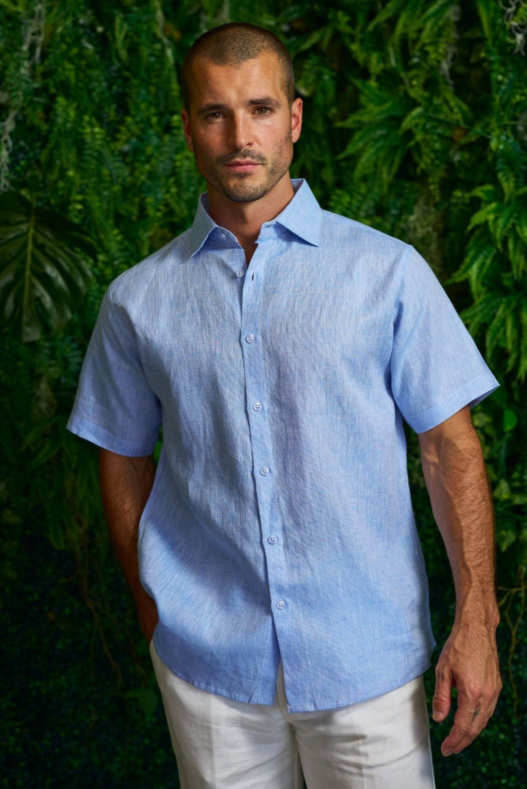 Casual Yarn Dyed Linen Shirt Short Sleeve Button Down - Mojito Collection - Beachwear, Mens Shirt, Mojito Linen Shirt, Resort Wear, Short Sleeve Linen Shirt, Short Sleeve Shirt