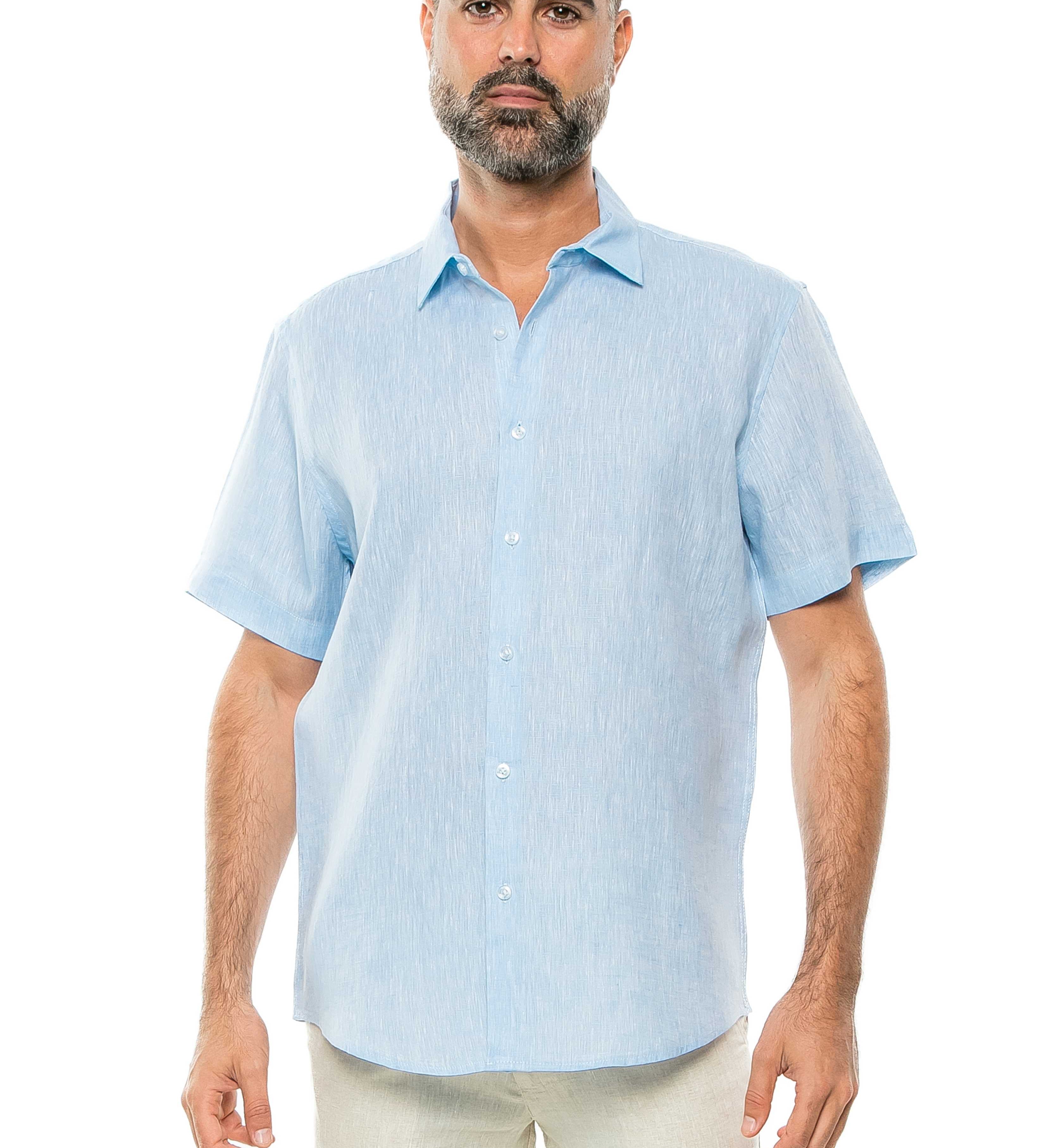 Casual Yarn Dyed Linen Shirt Short Sleeve Button Down - Mojito Collection - Beachwear, Mens Shirt, Mojito Linen Shirt, Resort Wear, Short Sleeve Linen Shirt, Short Sleeve Shirt