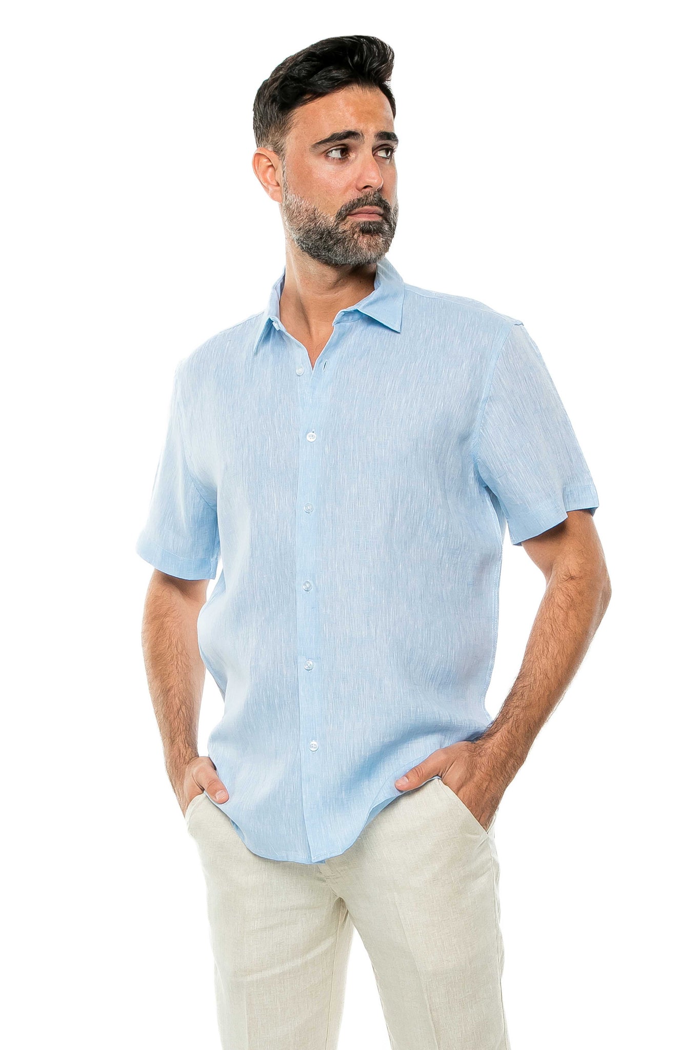 Casual Yarn Dyed Linen Shirt Short Sleeve Button Down - Mojito Collection - Beachwear, Mens Shirt, Mojito Linen Shirt, Resort Wear, Short Sleeve Linen Shirt, Short Sleeve Shirt