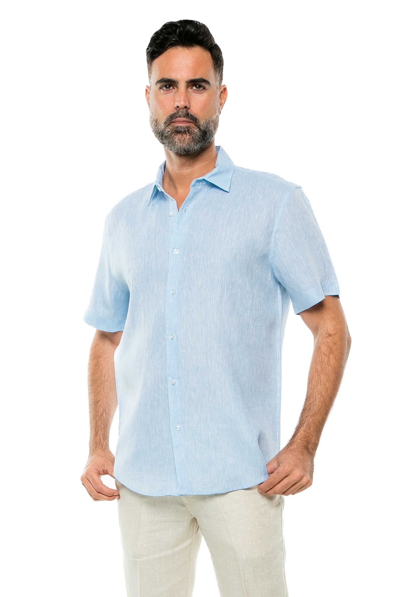 Casual Yarn Dyed Linen Shirt Short Sleeve Button Down - Mojito Collection - Beachwear, Mens Shirt, Mojito Linen Shirt, Resort Wear, Short Sleeve Linen Shirt, Short Sleeve Shirt